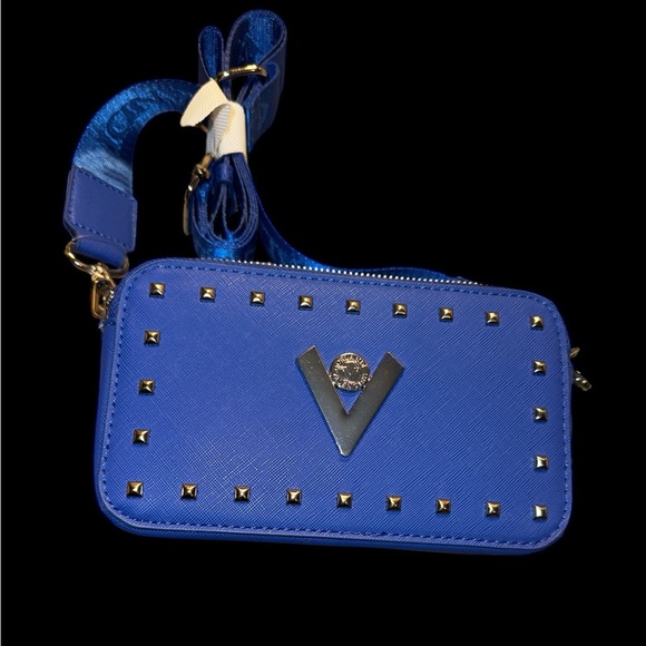 New VALENTINO ORLANDI Studded Guitar Strap DZip Camera Bag in Red, Cream or Blue - Picture 5 of 11